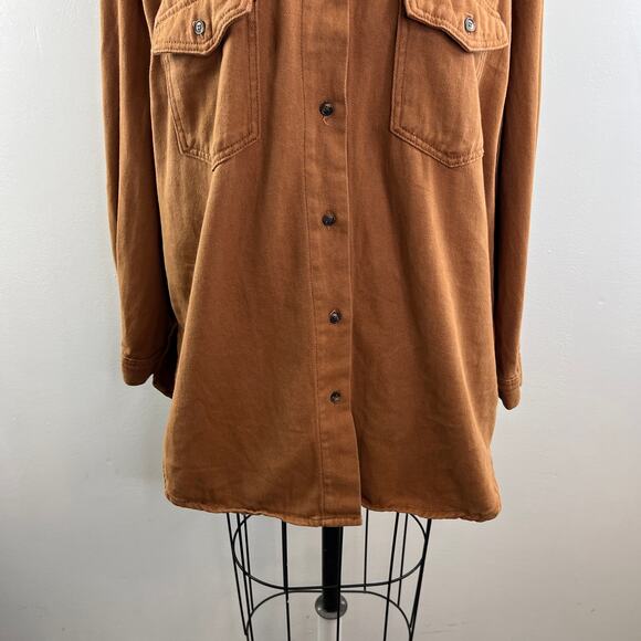 Princess Polly Brown Button-Down Shirt Top Cotton Pockets Long Sleeves Size 6 - Picture 4 of 11